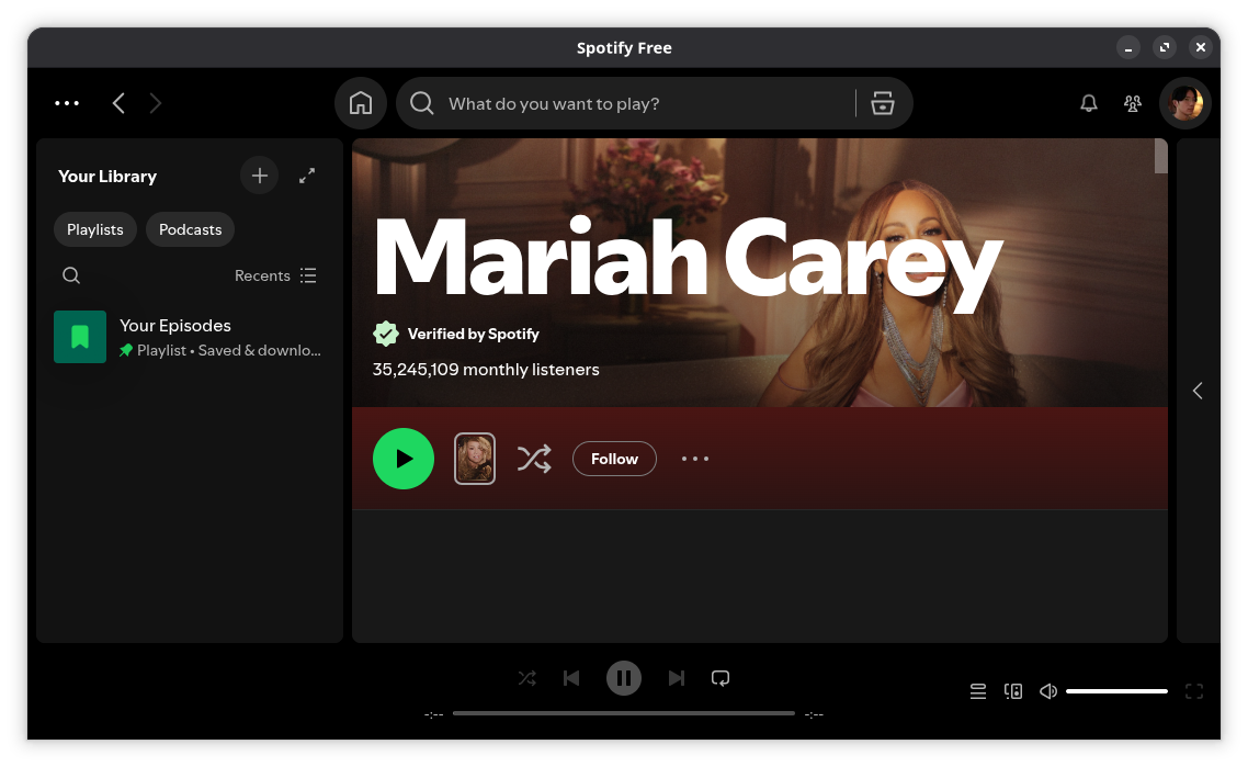 Spotifyを開いた画面