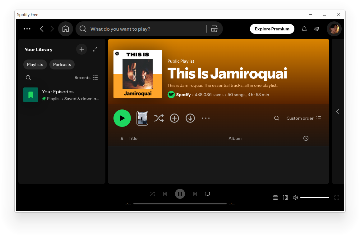 Spotifyを開いた画面